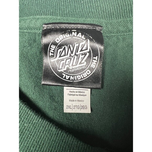 VINTAGE Santa Cruz Skateboards Men T-Shirt 2XL Green Y2K Logo Dot Adult Tee - Picture 4 of 6
